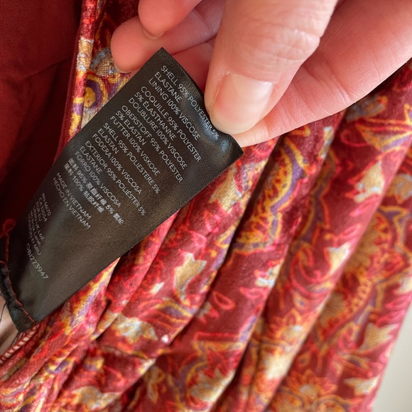 Free People Harper Wide Leg Velvet Jumpsuit - Red Paisley - Size Extra Small XS - Picture 5 of 16